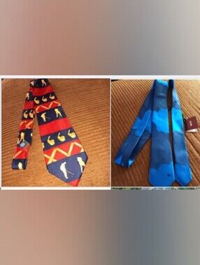 Pair of Men's Ties ■ Chaps Golf Tie & NWT Blue Print